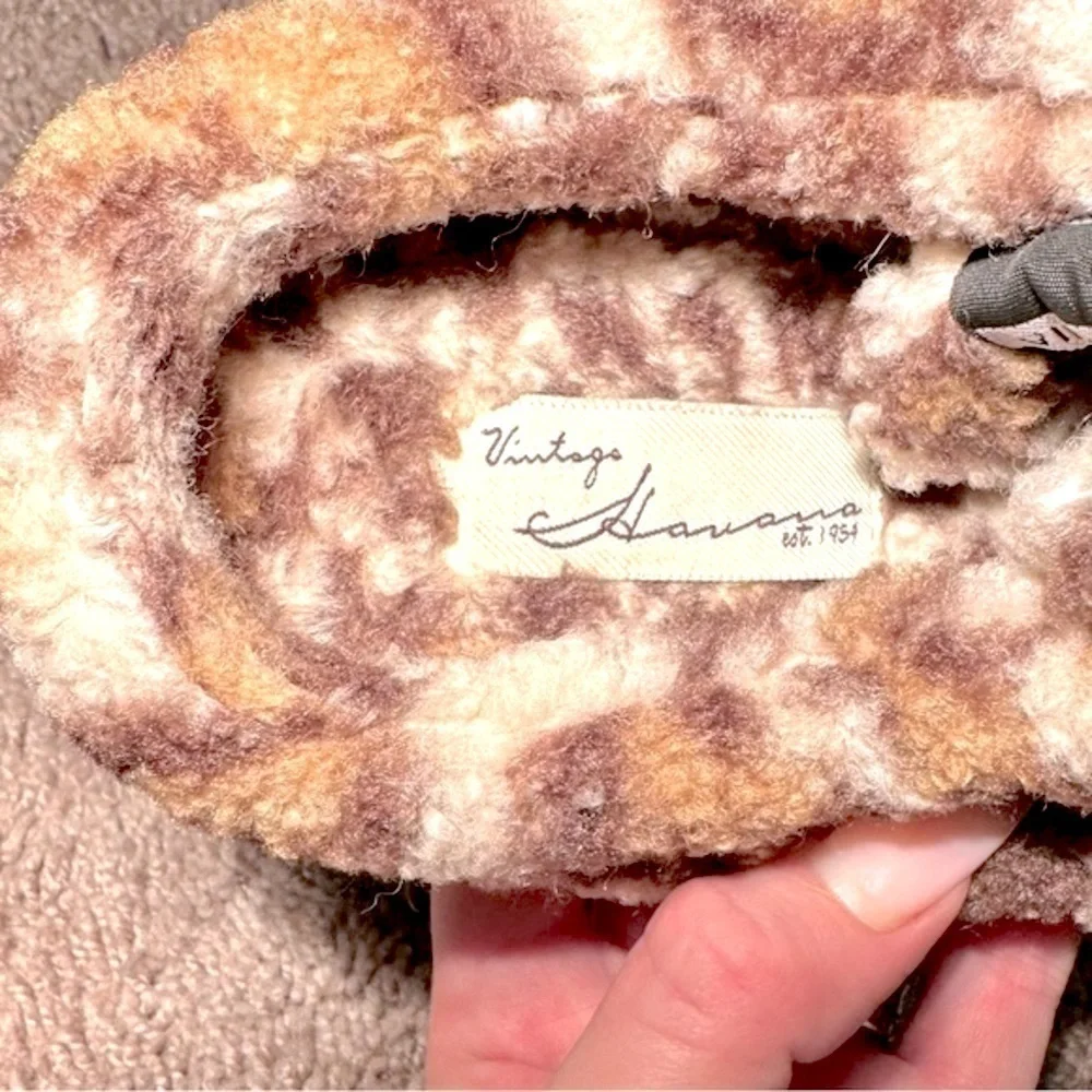 Vintage Havana Snuggle Leopard Fur & Leather Sneaker Slippers 8.5